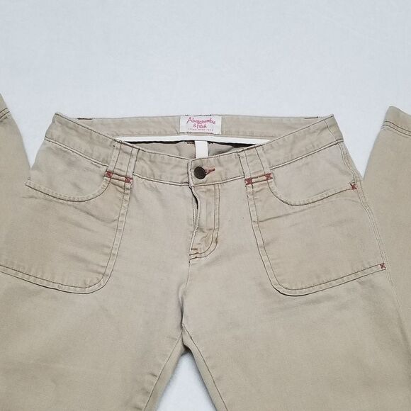 Abercrombie & Fitch Vintage Y2K Khaki Flare Low Rise Pants Jeans 6 - Picture 4 of 10